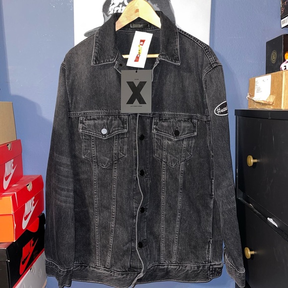 Alexander Wang Daze Faded Distressed Oversized Denim Jacket MannyMua Womens L - Picture 3 of 11